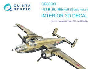 Quinta Studio QD32203 B-25J Mitchell Nez en verre, intérieur imprimé en 3D et coloré sur papier décalcomanie (HK models) 1/32