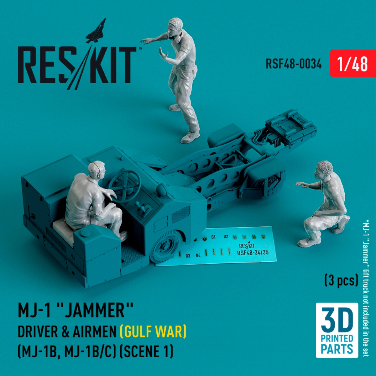 RESKIT RSF48-0034 Pilotes de brouilleur MJ-1 (Guerre du Golfe) (MJ-1B, MJ-1B/C) (scène 1) (3 pièces) (Impression 3D) 1/48