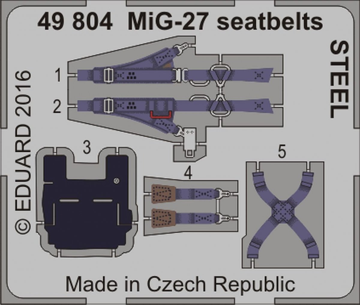 Ceintures de sécurité Eduard 49804 MiG-27 en acier, échelle 1/48, TRUMPETER
