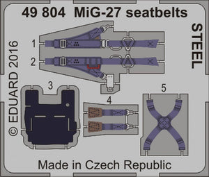 Ceintures de sécurité Eduard 49804 MiG-27 en acier, échelle 1/48, TRUMPETER