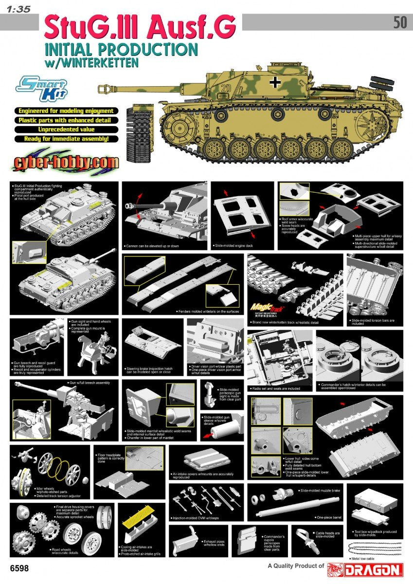 Cyber Hobby 6598 StuG.III Ausf.G Initial 1/35 – zdjęcie 2