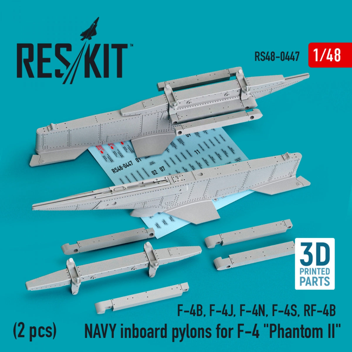 RESKIT RS48-0447 PYLÔNES INTÉRIEURS DE LA MARINE POUR F-4 « PHANTOM II » (2 PIÈCES) (IMPRIMÉ EN 3D) 1/48