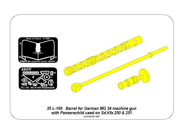Canon Aber 35L-169 pour fusil MG34 allemand avec protection blindée 1/35 – immagine 2