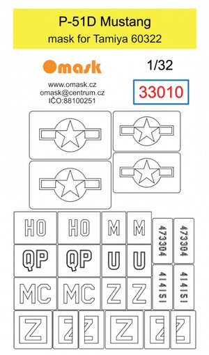 Masque Omask 33010 P-51D Mustang (pour Tamiya 60322) 1/32