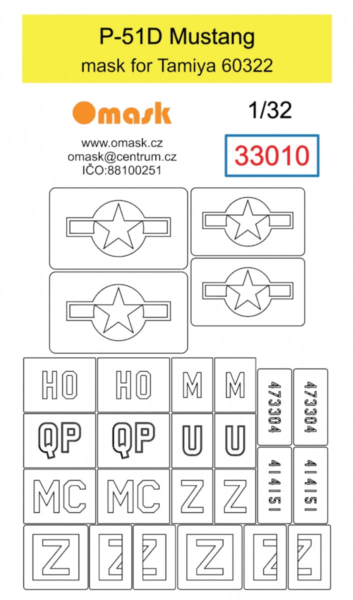 Masque Omask 33010 P-51D Mustang (pour Tamiya 60322) 1/32