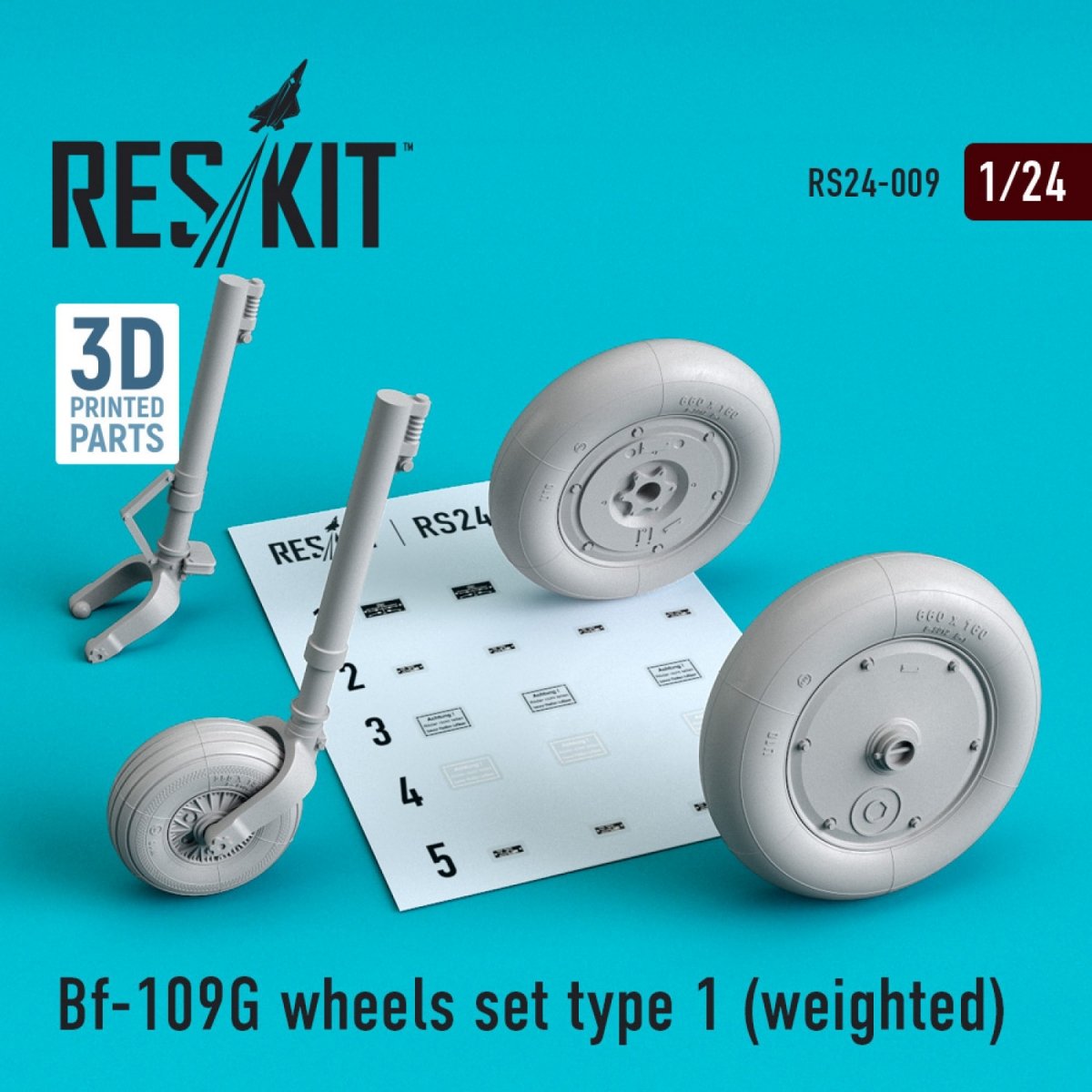 RESKIT RS24-0009 BF-109G JEU DE ROUES TYPE 1 (LESTÉ) 1/24