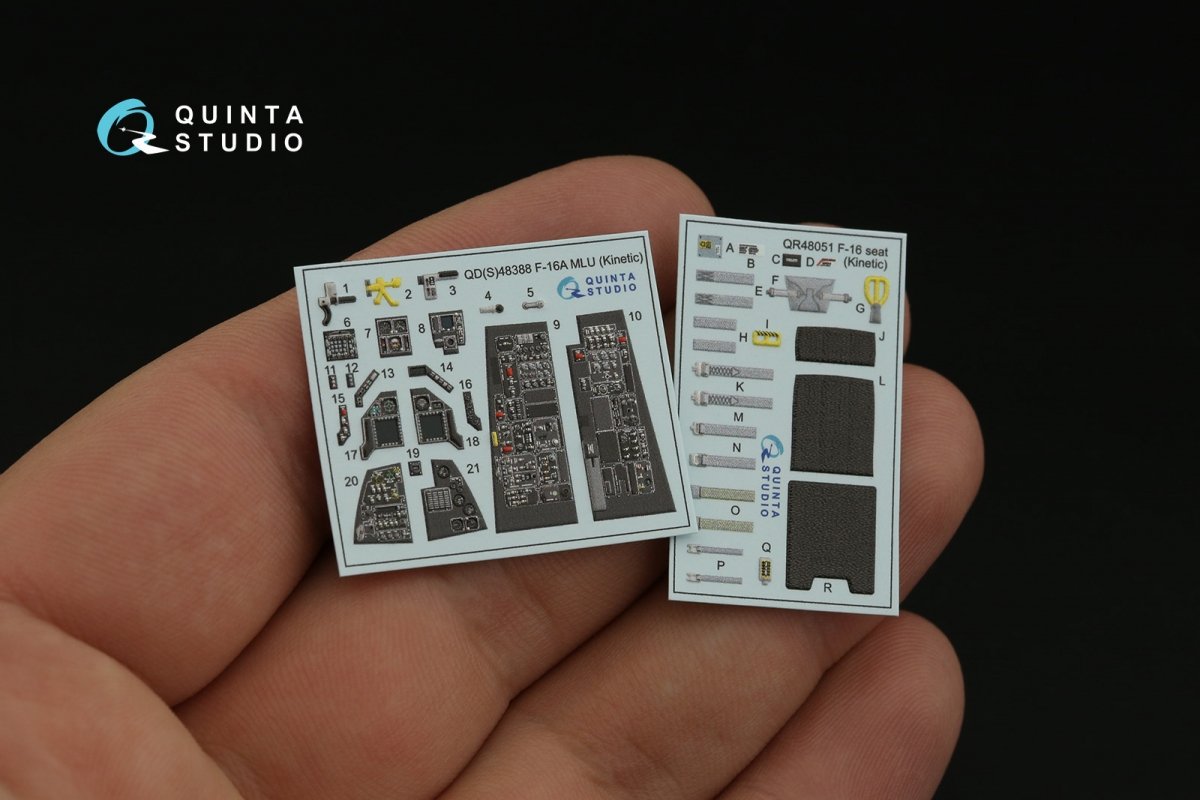 Intérieur imprimé en 3D et coloré sur papier décalcomanie Quinta Studio QD48388 F-16A MLU (Kinetic) à l&amp;#39;échelle 1/48 – immagine 4