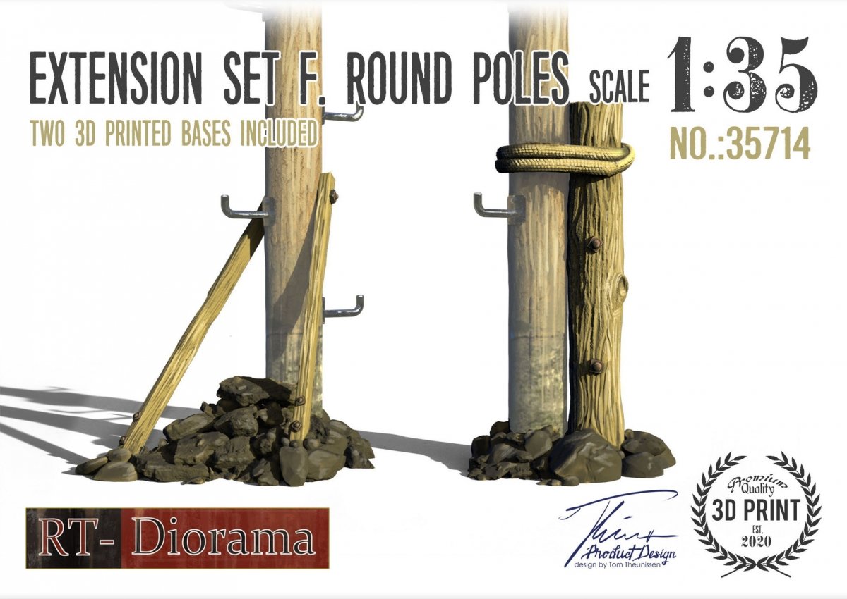 Kit d&amp;#39;extension RT-Diorama 35714 pour poteaux ronds (6 mm) 1/35