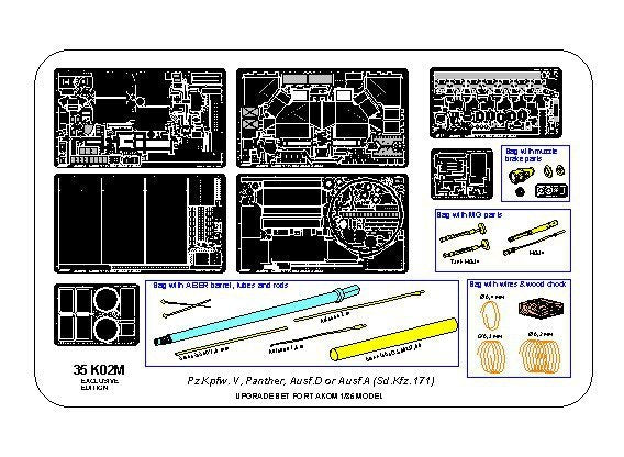 Aber 35K02T Pz.Kpfw. V Ausf.D et A (Sd.Kfz.171) Panther pour Takom 1/35  – immagine 4