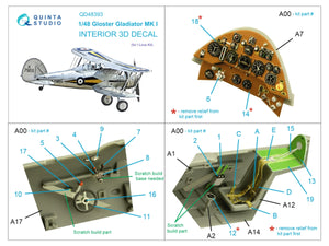 Intérieur imprimé en 3D et coloré sur papier décalcomanie Quinta Studio QD48393 Gloster Gladiator MKI (I Love Kit) 1/48 – image 2