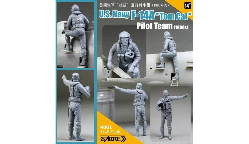 Sabre 4801 U.S.Navy F-14A &amp;quot;Tomcat&amp;quot; Pilot Team (1980s) 1/48