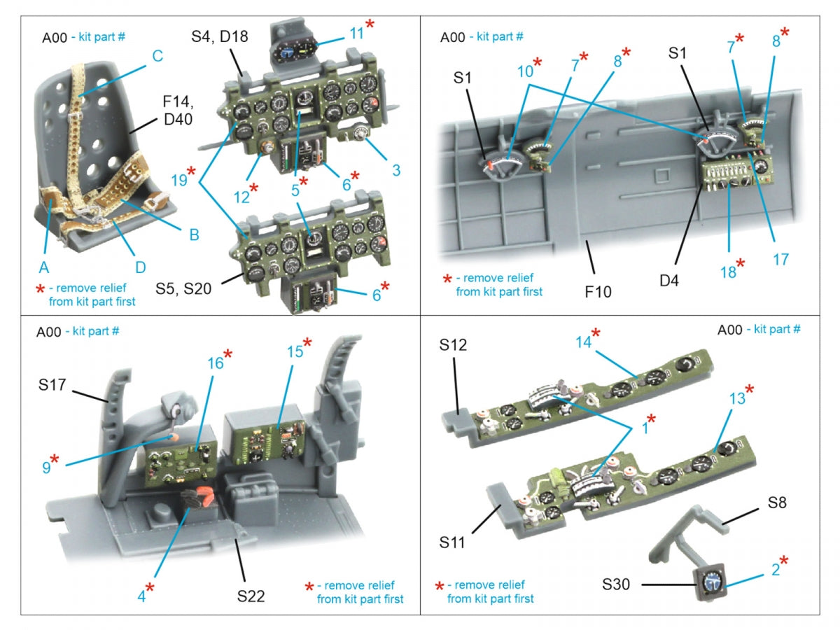 Intérieur imprimé en 3D et coloré sur papier décalcomanie Quinta Studio QD48611 A6M2-K Zero (Eduard) 1/48 – immagine 2