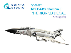 Intérieur imprimé en 3D et coloré sur papier décalcomanie Quinta Studio QD72092 F-4J/S (Hasegawa) 1/72