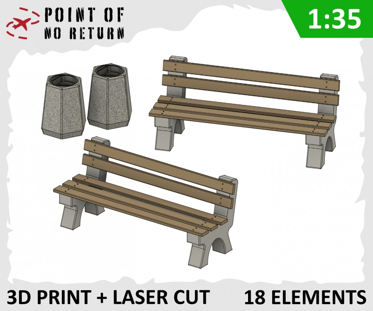 Point of no Return 3522010 Station benches and trash cans 1/35