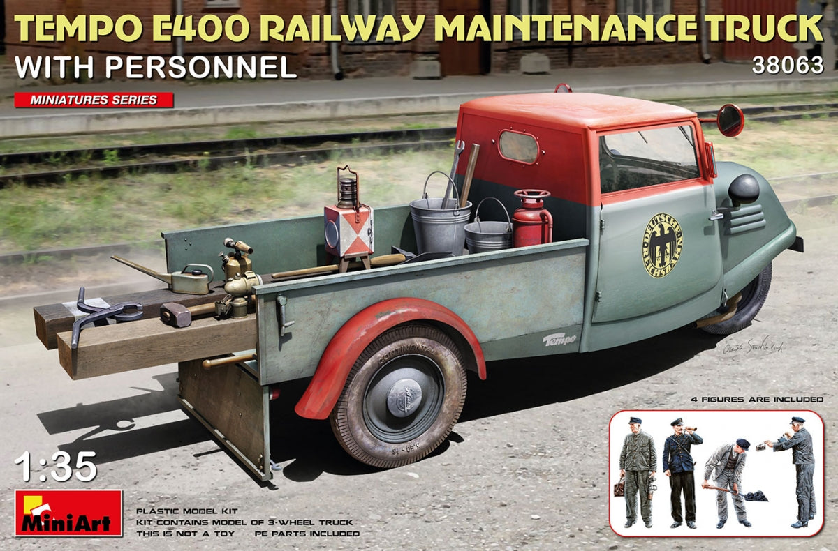 Camion d'entretien ferroviaire MiniArt 38063 Tempo E400 avec personnel 1/35