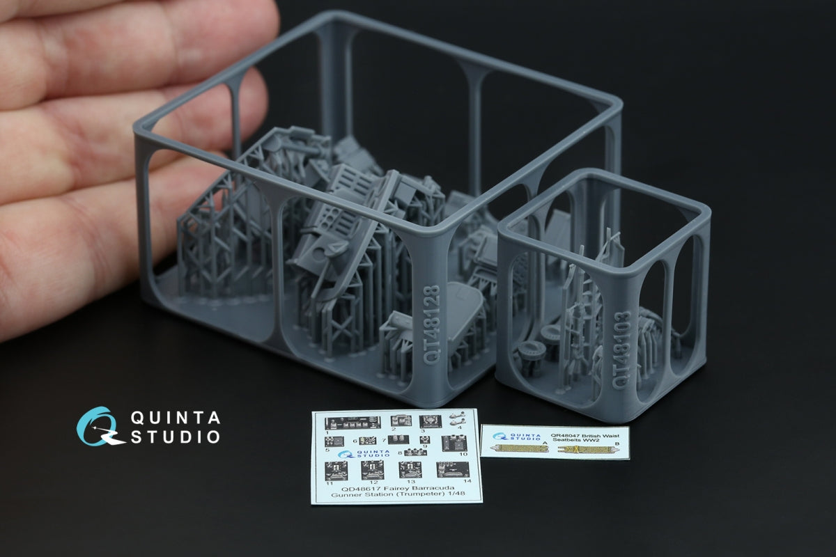 Quinta Studio QD+48617 Fairey Barracuda Gunner Station 3D-Printed &amp; coloured Interior on decal paper (Trumpeter) (with 3D-printed resin parts) 1/48