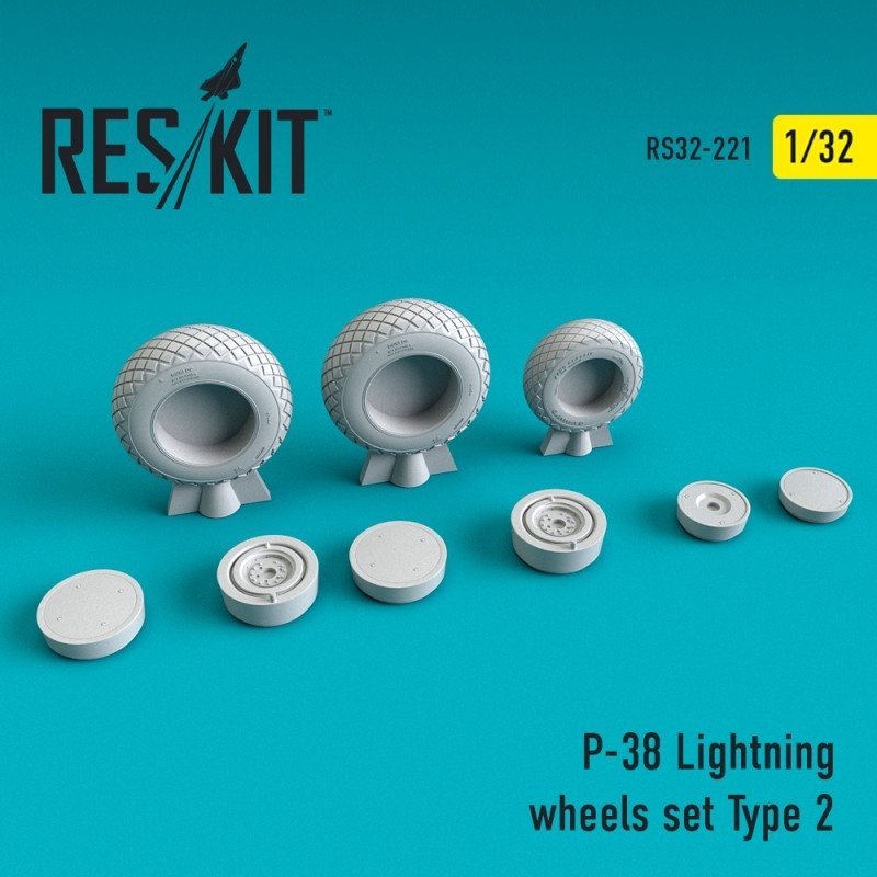 RESKIT RS32-0221 Jeu de roues P-38 Lightning Type 2 1/32