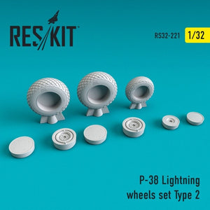 RESKIT RS32-0221 Jeu de roues P-38 Lightning Type 2 1/32