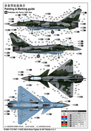 Trumpeter 01690 PAF J-10CE Multi-Role Fighter &amp; IAF Rafale 2 in 1 1/72