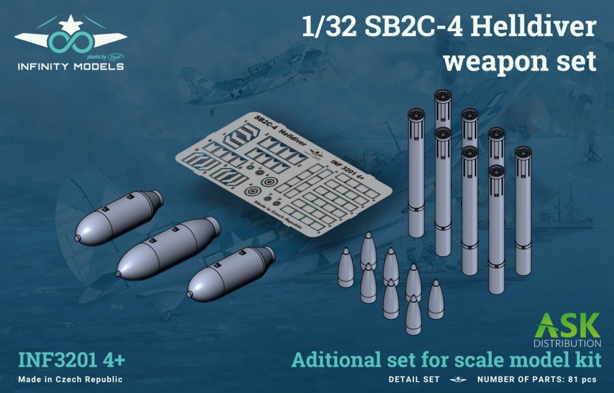 Ensemble d'armement Infinity Models INF3201-04+ SB2C-4 Helldiver (bombe et roquettes) 1/32