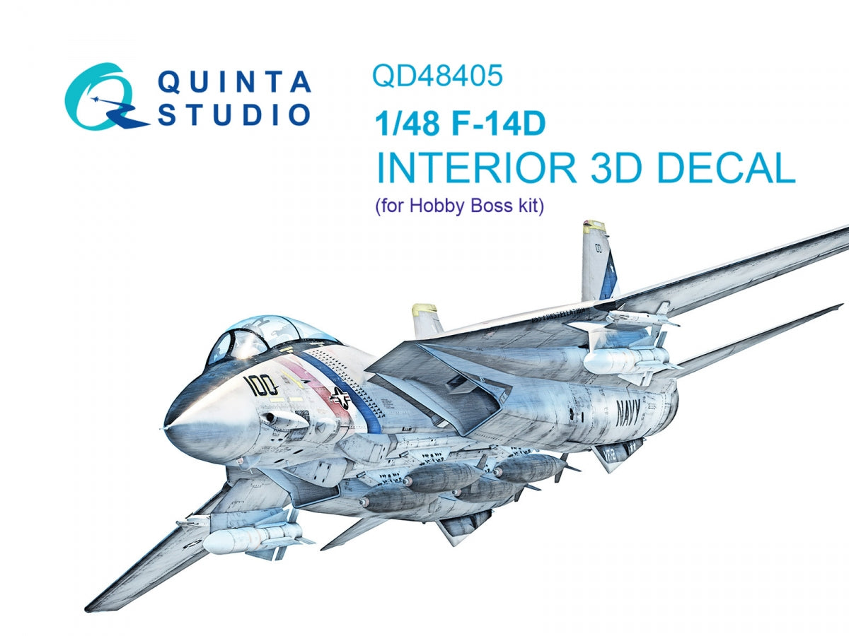 Intérieur imprimé en 3D et coloré sur papier décalcomanie Quinta Studio QD48405 F-14D (Hobby Boss) 1/48