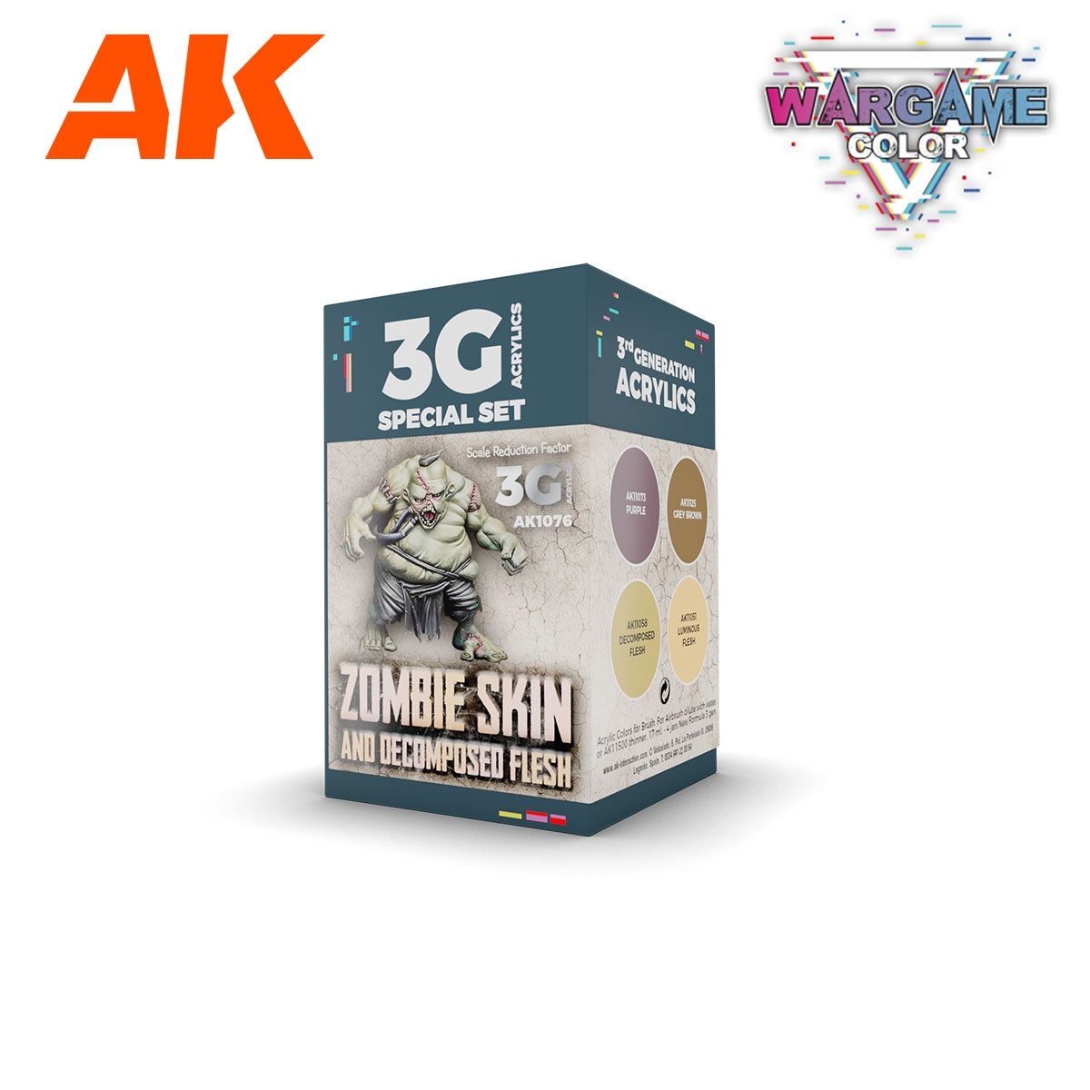 AK Interactive AK1076 WARGAME COLOR SET. SKIN ZOMBIE. 4x17 ml