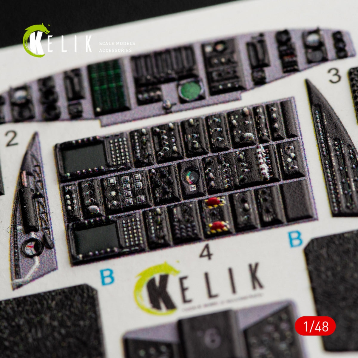 KELIK K48050 MH-60K BLACK HAWK DÉCALCOMANIES 3D INTÉRIEURES POUR MAQUETTE ITALERI 2666 1/48 – immagine 3