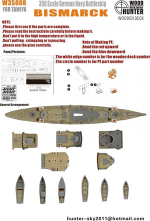 Wood Hunter W35008 Pont en bois Bismarck allemand pour Tamiya 1/350