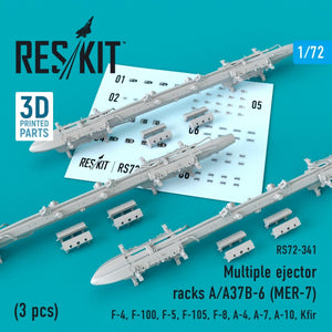 RESKIT RS72-0341 RACKS D&amp;#39;ÉJECTEURS MULTIPLES A/A37B-6 (MER-7) (3 PIÈCES) 1/72