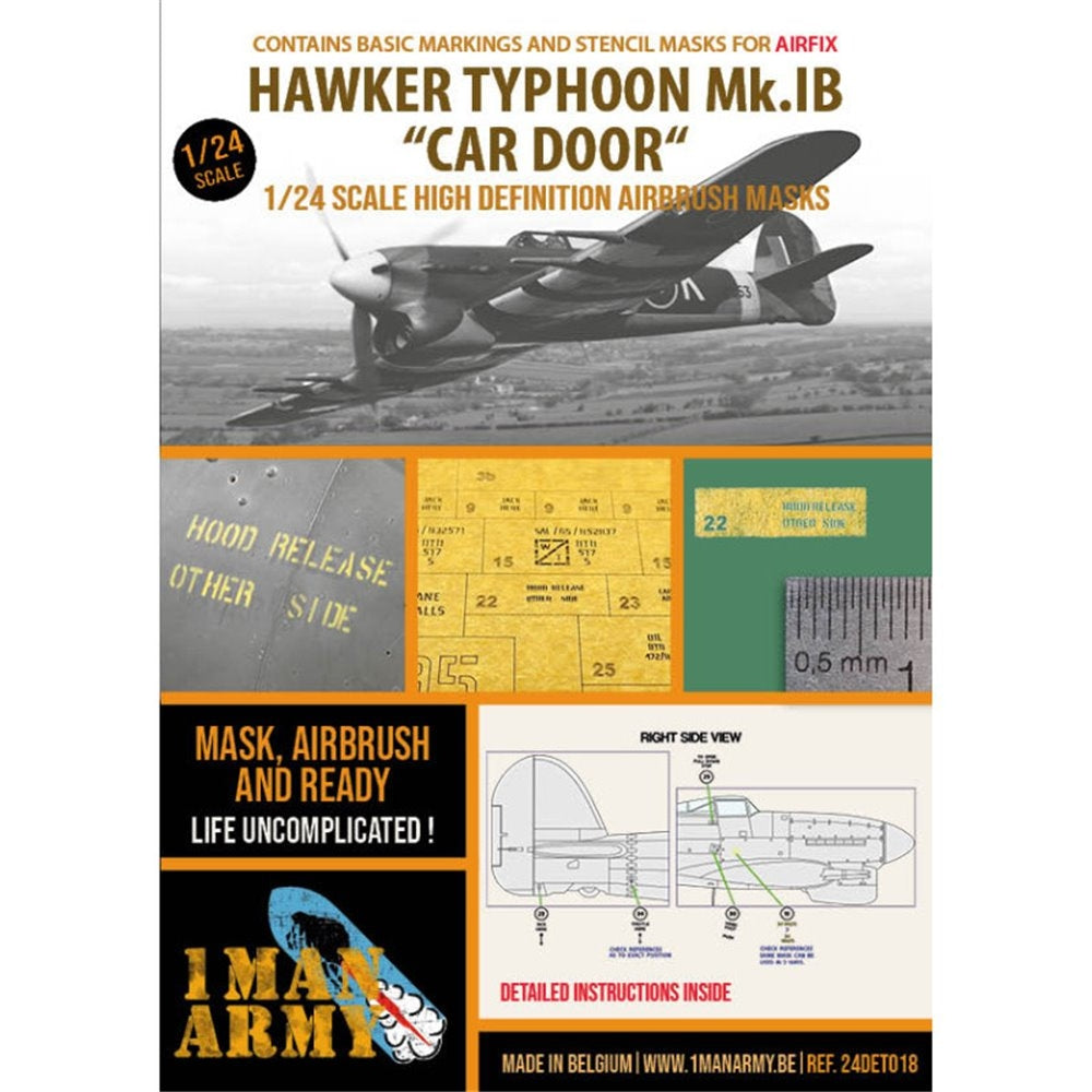 1 Man Army 24DET018 Hawker Typhoon Mk.IB « Porte de voiture » ​​(Airfix) 1/24