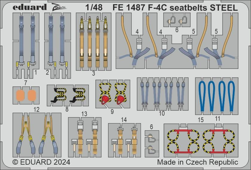 Ceintures de sécurité Eduard FE1487 F-4C STEEL HOBBY 2000, ACADEMY 1/48