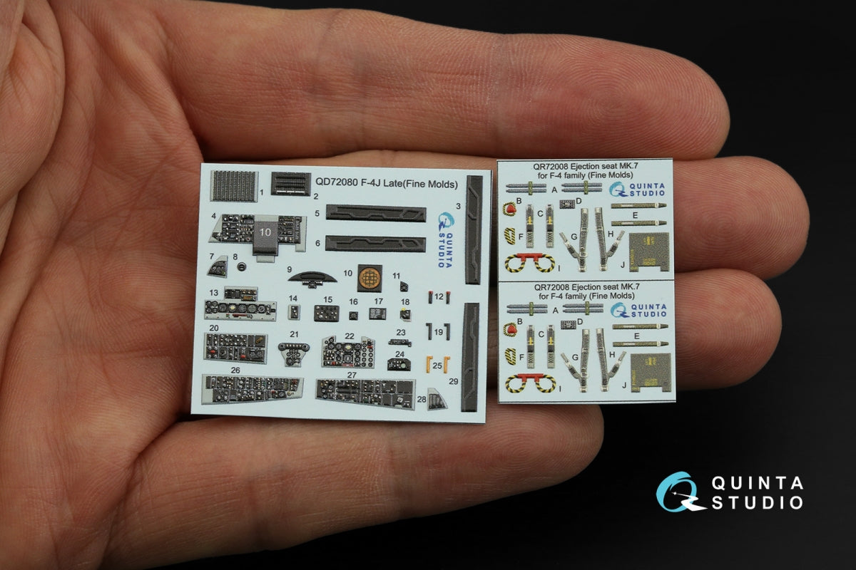 Intérieur imprimé en 3D et coloré sur papier décalcomanie Quinta Studio QD72080 F-4J Late (Fine Molds) à l&amp;#39;échelle 1/72  – image 4