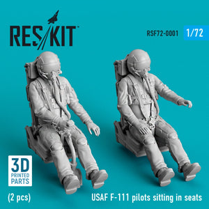 RESKIT RSF72-0001 PILOTES DE F-111 DE L&amp;#39;USAF ASSIS SUR LEURS SIÈGES (2 PIÈCES) (IMPRIMÉ EN 3D) 1/72