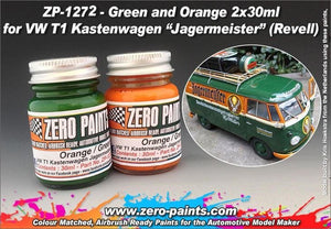 Peinture Zero Paints ZP-1272, kit de peinture verte et orange 2 x 30 ml pour Revell 07076 - VW T1 Kastenwagen/Jagermeister