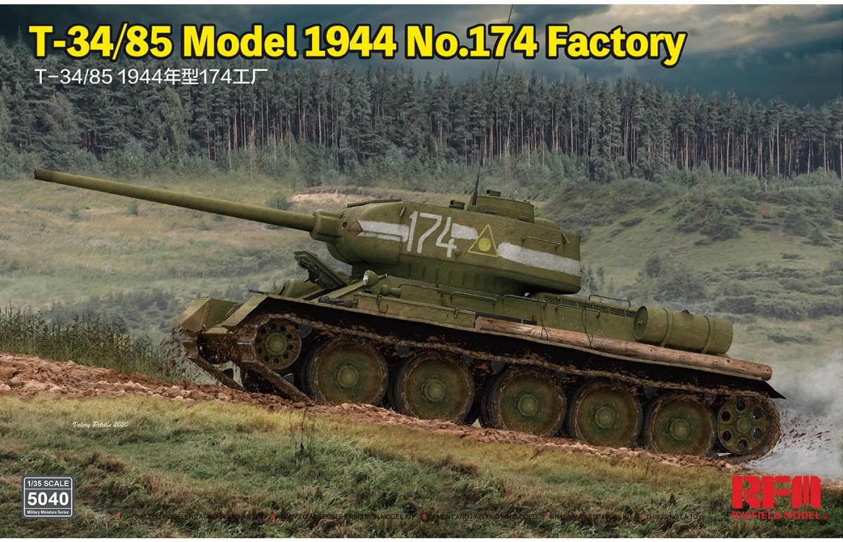 Maquette Rye Field T-34/85, modèle 1944, n° 174, usine, échelle 1/35