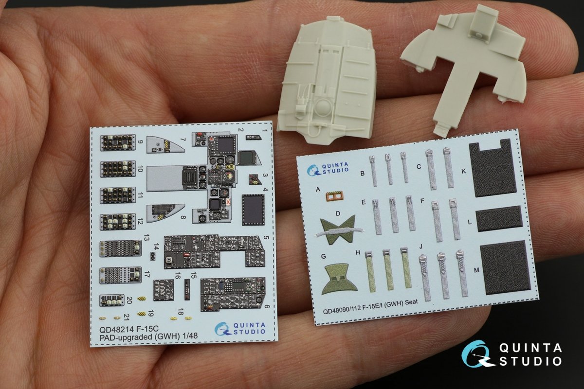 Quinta Studio QD48214 F-15C PAD - Intérieur imprimé en 3D et coloré, amélioré et décoré sur papier décalcomanie avec pièces en résine (GWH) 1/48 – image 14