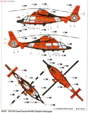 Trumpeter 05107 Hélicoptère HH-65C Dolphin de la Garde côtière américaine, échelle 1/35  – image 9