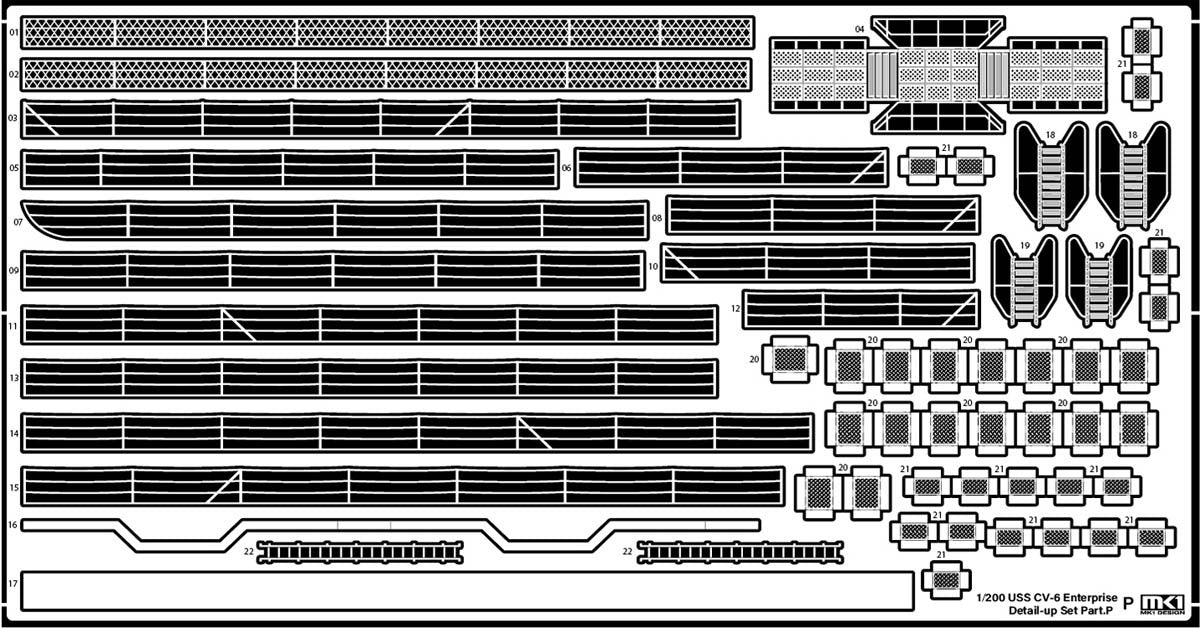 MK1 Design MD-20021 Porte-avions CV-6 Enterprise de l&amp;#39;US Navy - Pièces de détail pour maquette Trumpeter au 1/200 – imagen 55