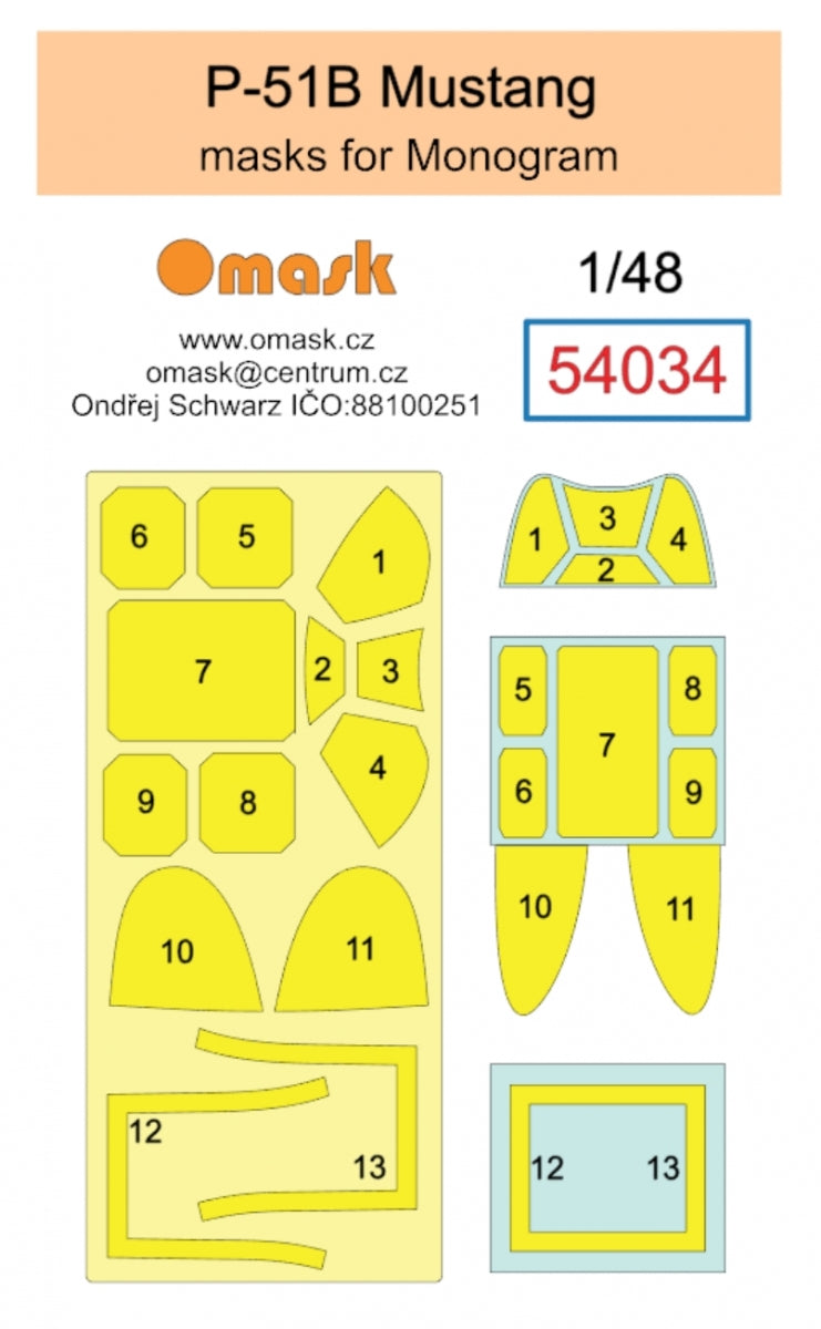 Masque Omask 54034 P-51B Mustang (pour Monogram) 1/48