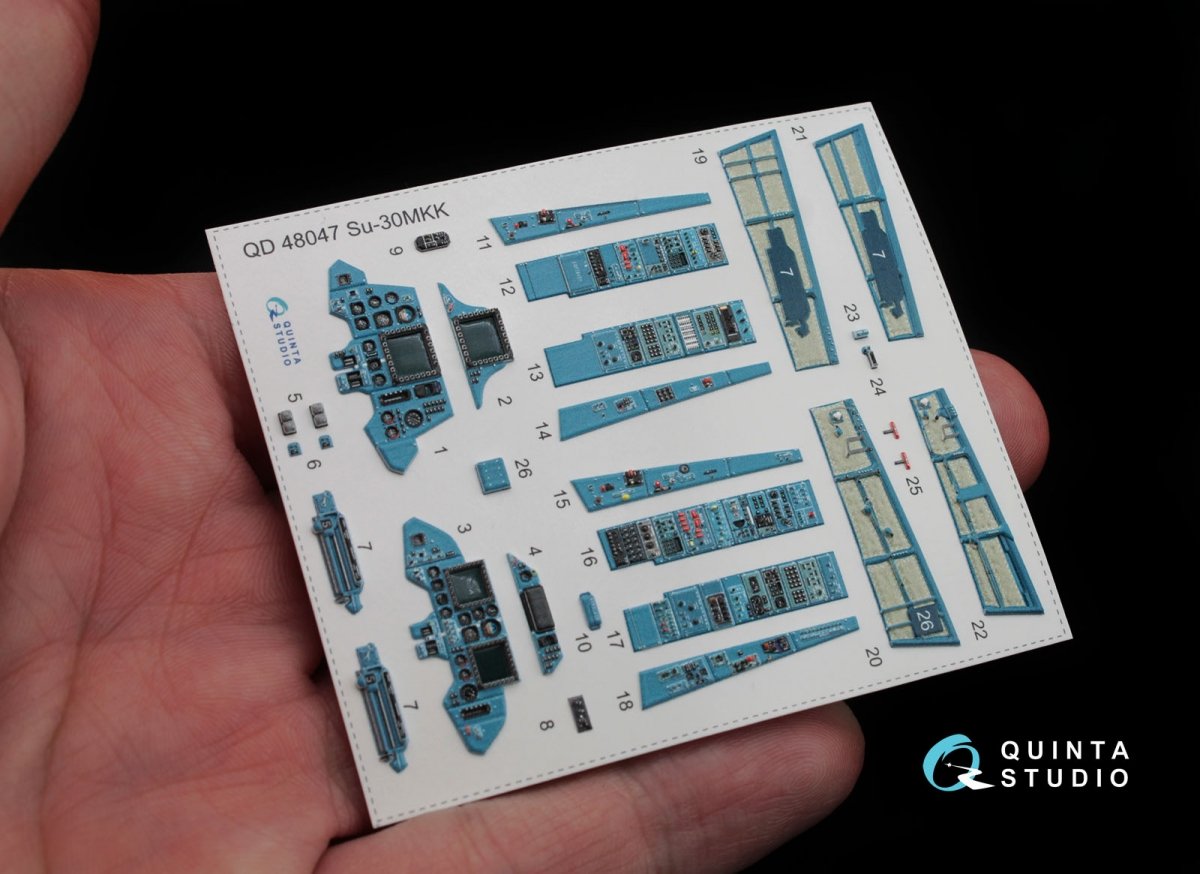 Intérieur imprimé en 3D et coloré sur papier décalcomanie Quinta Studio QD48047 Su-30MKK (pour kit HobbyBoss) 1/48 – image 3
