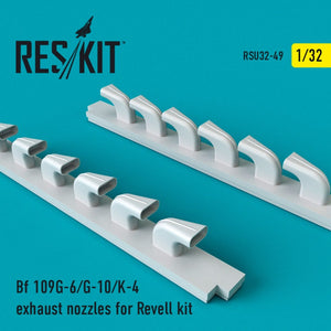 TUYAUX D&amp;#39;ÉCHAPPEMENT RESKIT RSU32-0049 BF-109 (G-6, G-10, K-4) POUR MAQUETTE REVELL 1/32