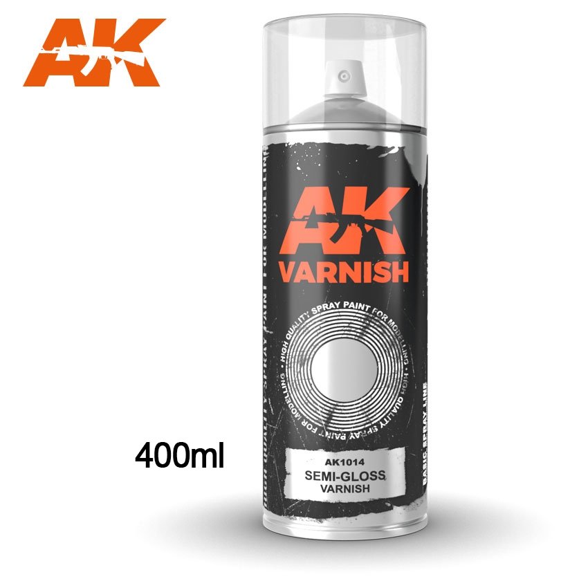 Vernis semi-brillant en aérosol AK Interactive AK1014, 400 ml