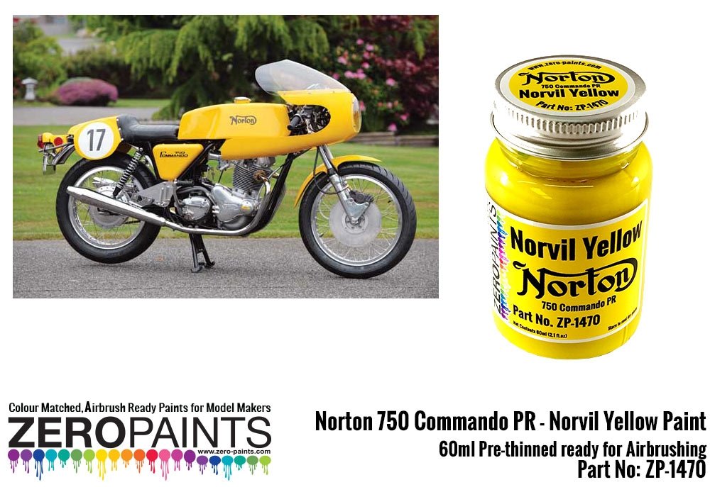Peinture jaune Norvil Zero Paints ZP-1470 Norton 750 Commando PR - 60 ml