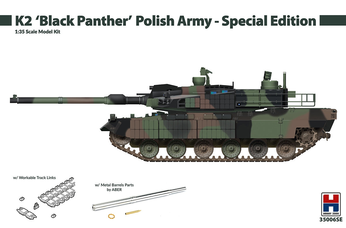 Hobby 2000 35006SE K2 Black Panther Armée polonaise - Édition spéciale (H2K35006 + canon ABER + chenilles mobiles) 1/35