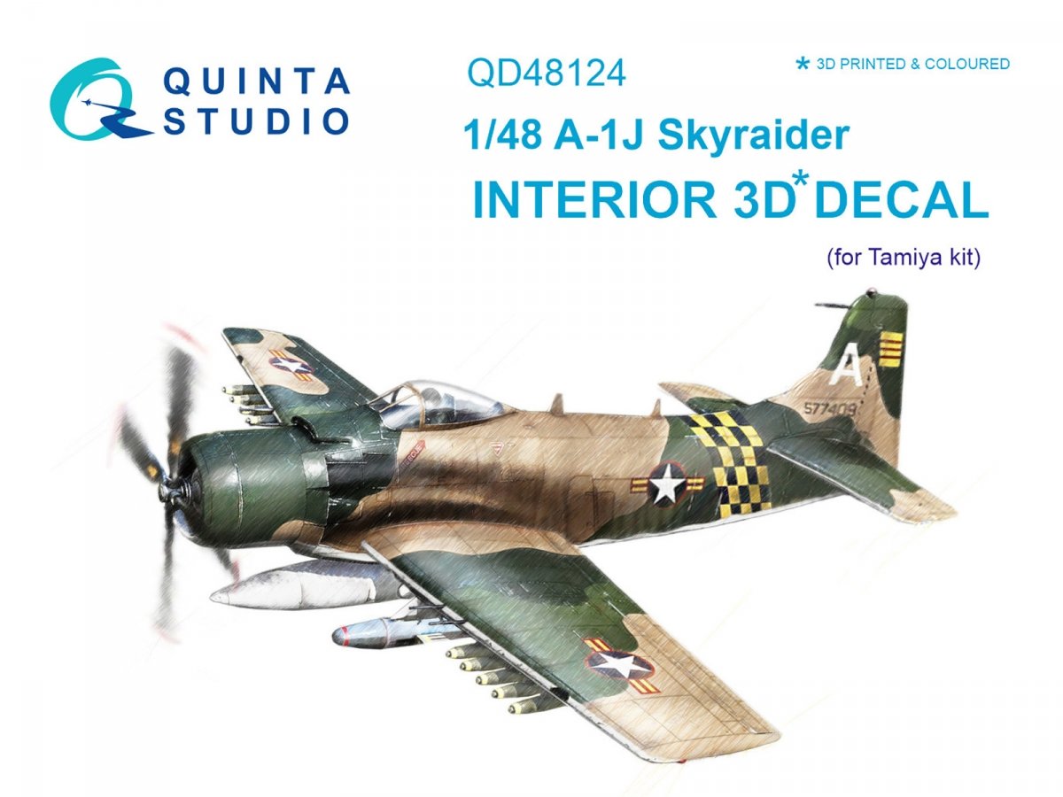 Intérieur imprimé en 3D et coloré sur papier décalcomanie Quinta Studio QD48124 A-1J (pour maquette Tamiya) 1/48