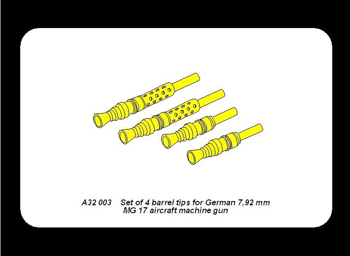 Aber A32003 Jeu de 4 embouts de canon pour mitrailleuses d&amp;#39;avion allemandes MG 17 de 7,92 mm (1/32) – Bild 4