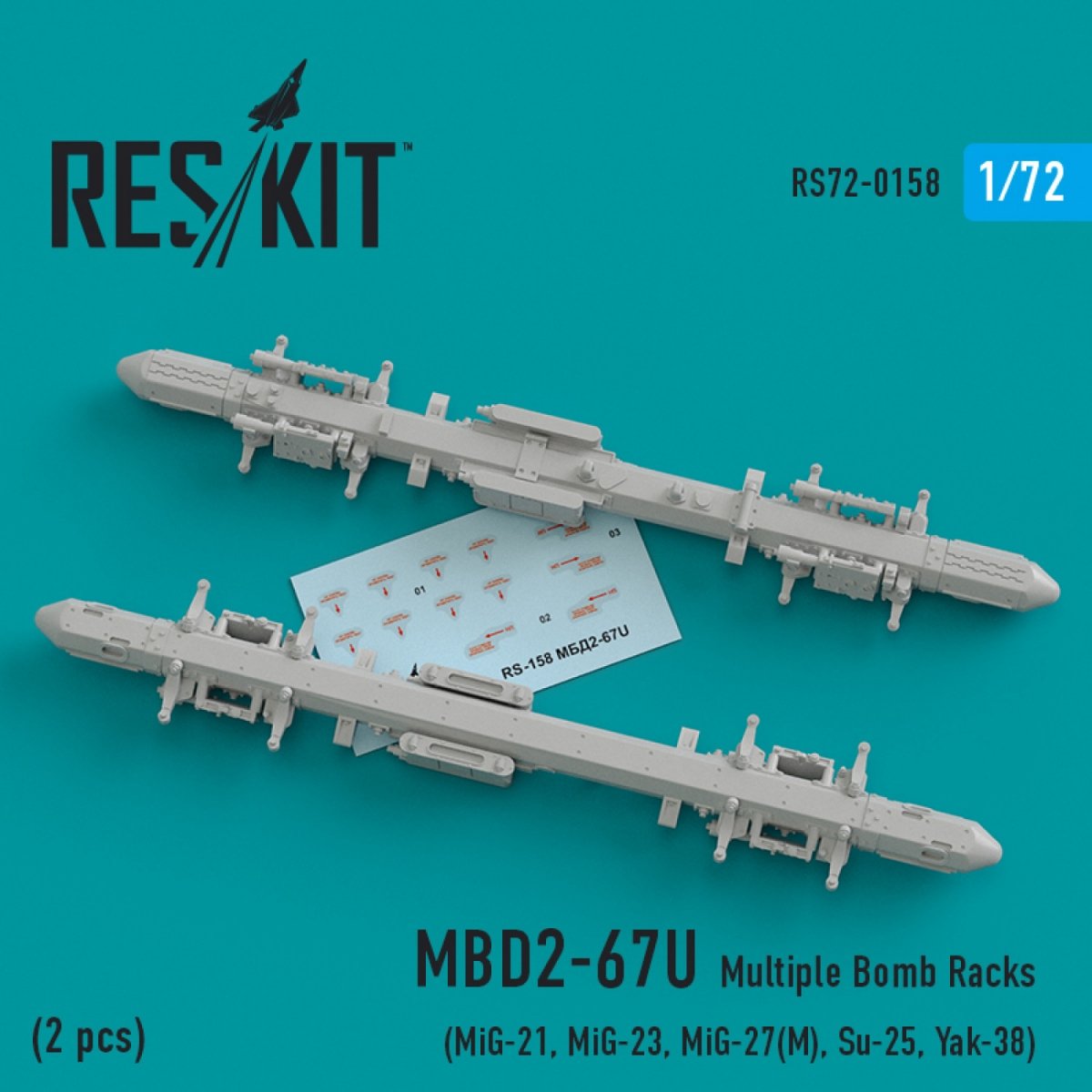 RESKIT RS72-0158 MBD2-67U MULTIPLE BOMB RACKS (2 PCS) 1/72