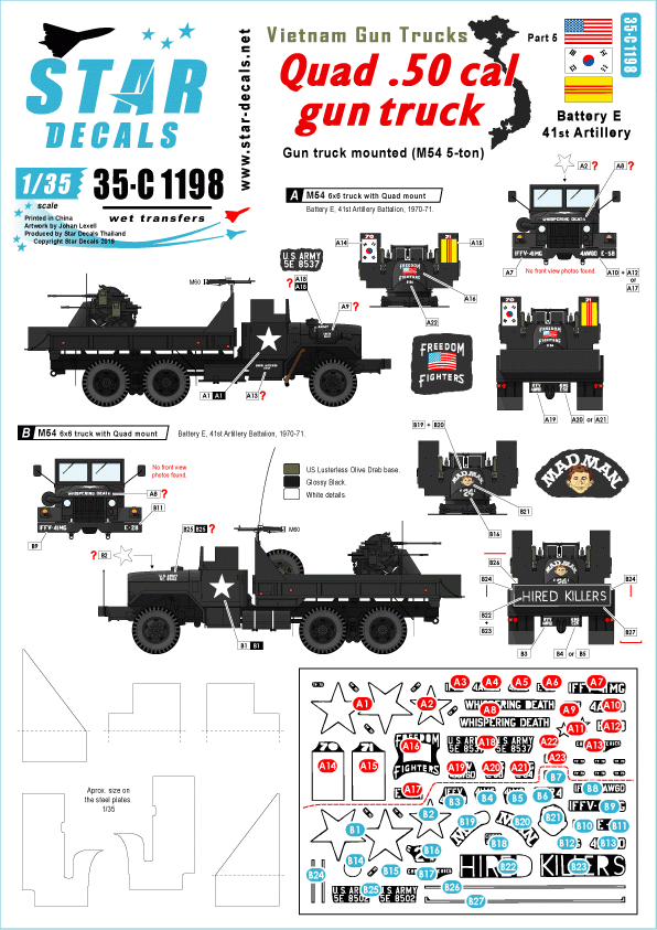 Star Decals 35-C1198 Camions armés du Vietnam 5 1/35 