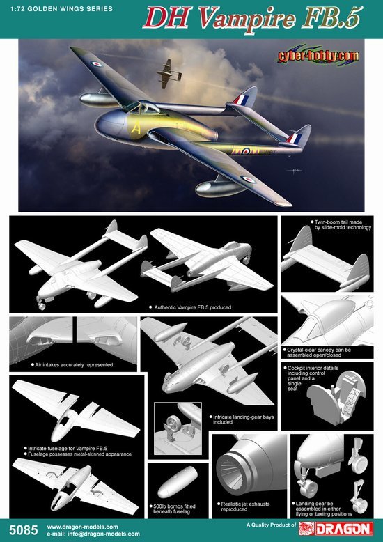 Cyber-Hobby 5085 DH Vampire FB.5 (1/72) – immagine 2