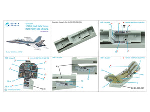 Intérieur imprimé en 3D et coloré sur papier décalcomanie Quinta Studio QD72076 F/A-18A/C (première génération) (Academy) 1/72  – image 13